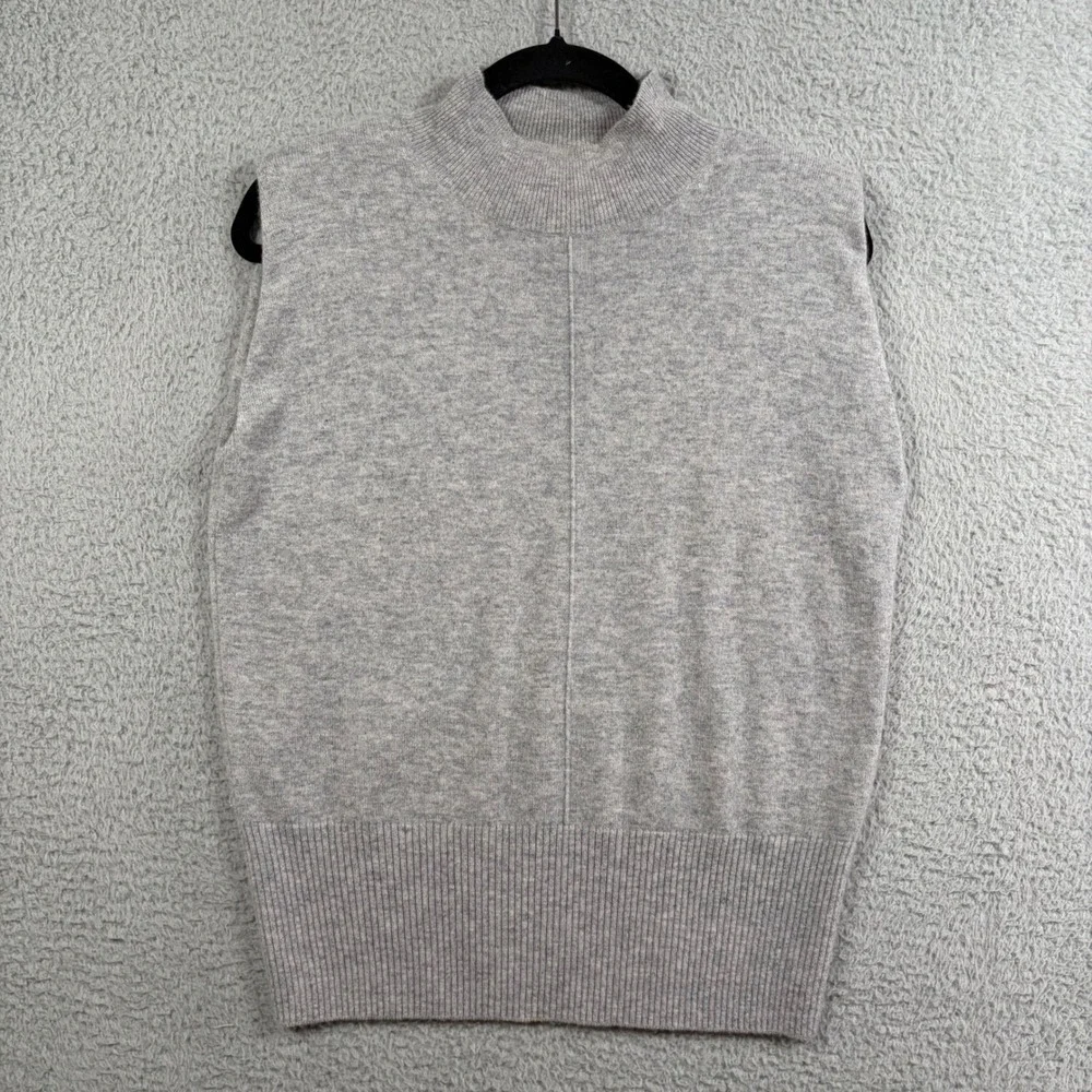 Banana Republic 100% Cashmere Mock Neck Padded‎ Shoulder Sleeveless Sweater XS
